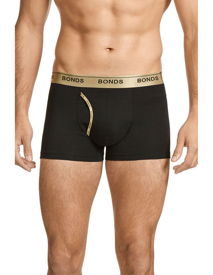 10 x Bonds Microfibre Guyfront Trunk Mens Underwear Trunks Black With Gold