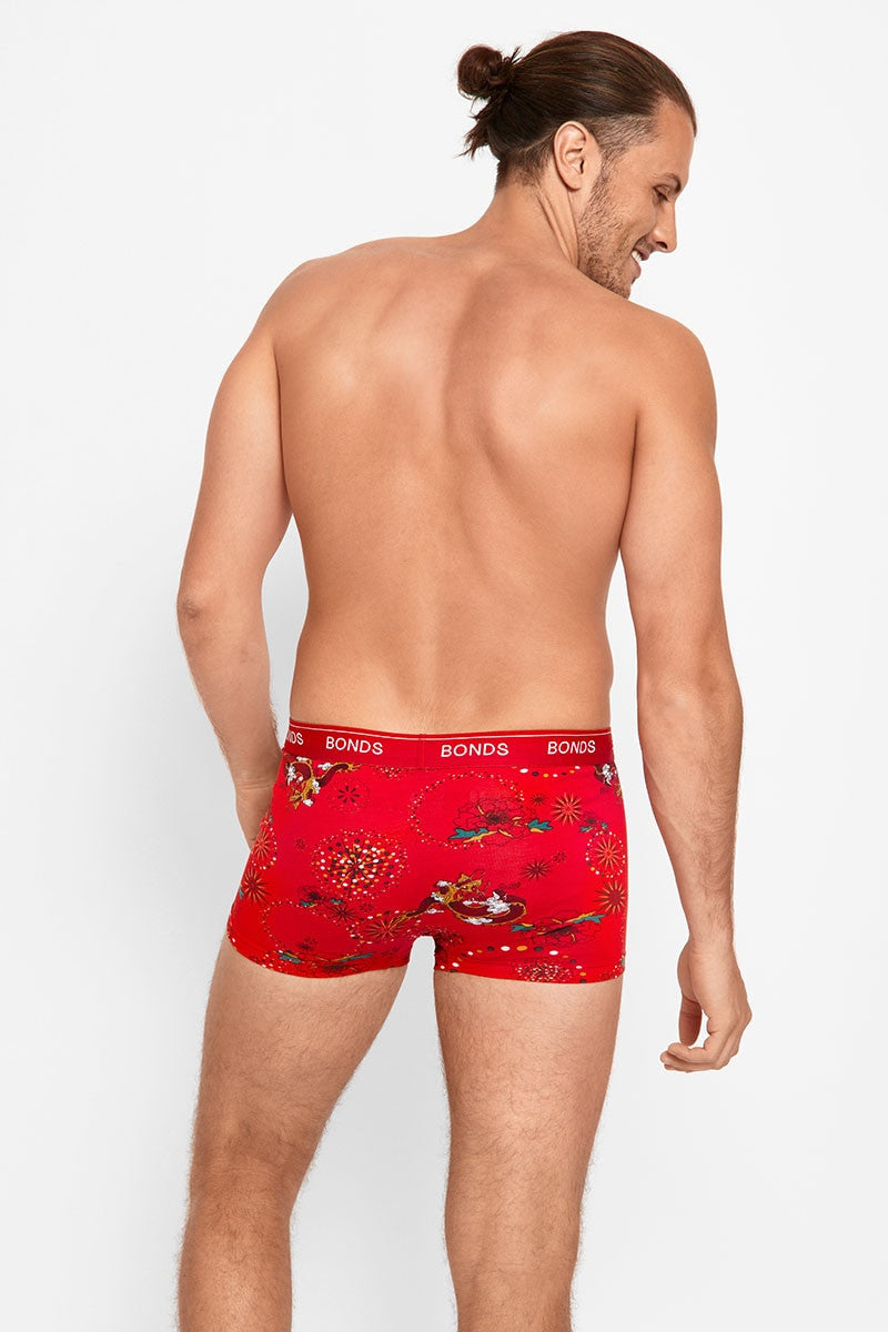 Mens Bonds Guyfront Trunks Underwear Red Lucky Dragon