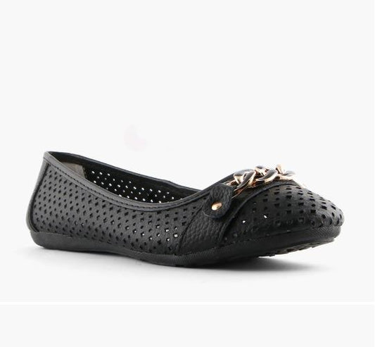 Womens Natural Comfort Rain Flats Black