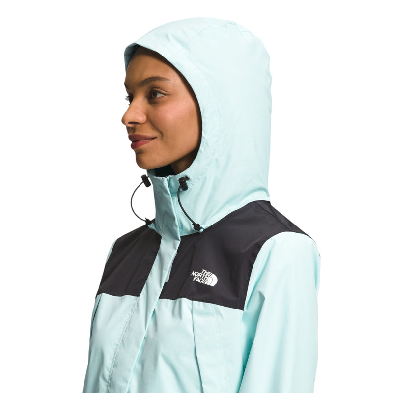 Womens The North Face Plus Size Antora Black/ Skylight Blue Hooded Rain Jacket