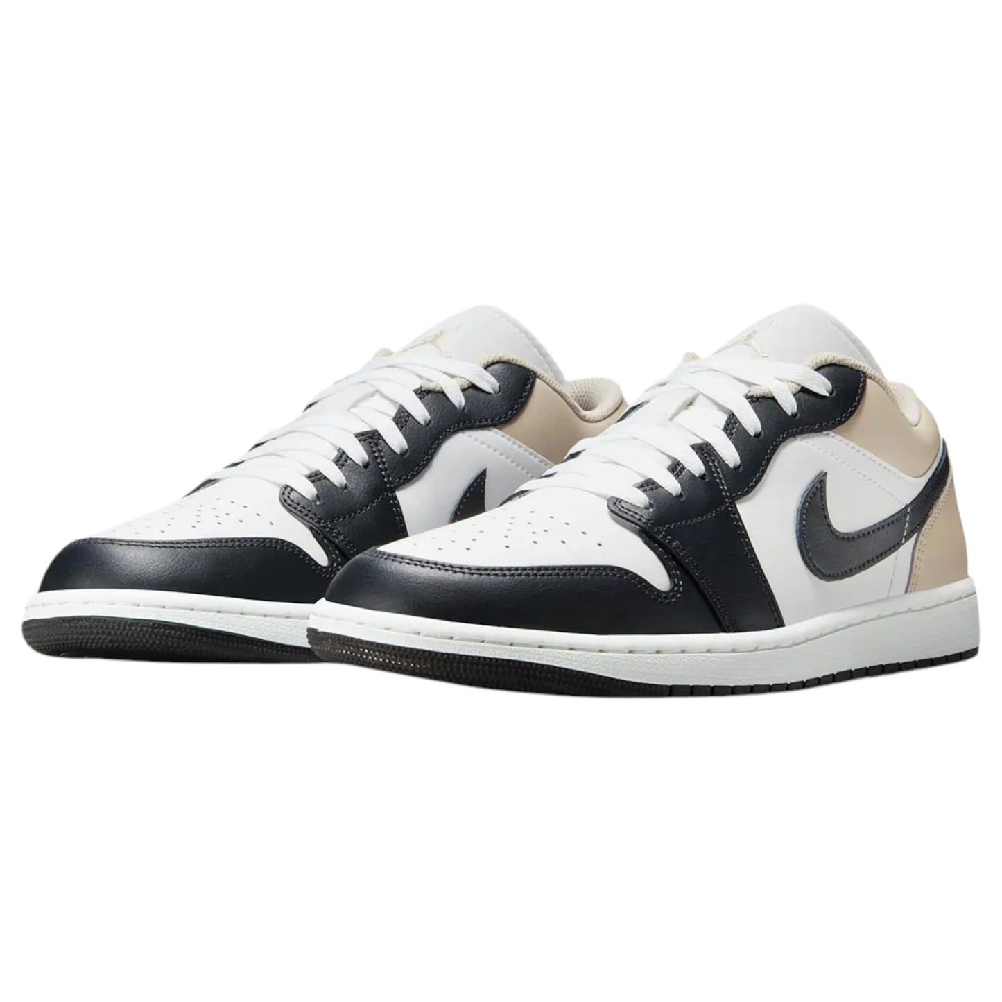 Mens Nike Air Jordan 1 Low Shoes Black/Cream/White