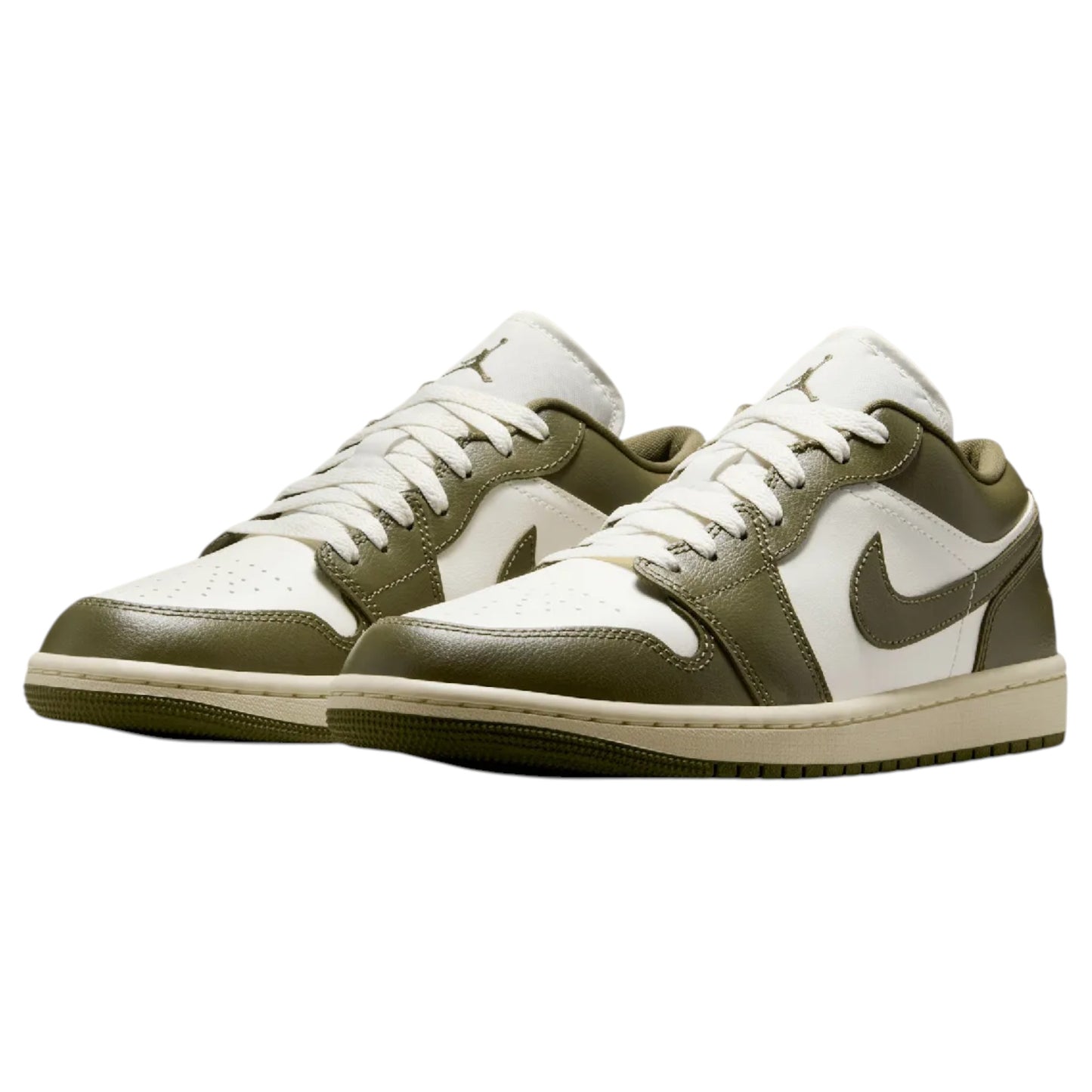 Womens Nike Air Jordan 1 Low Shoes Olive/White