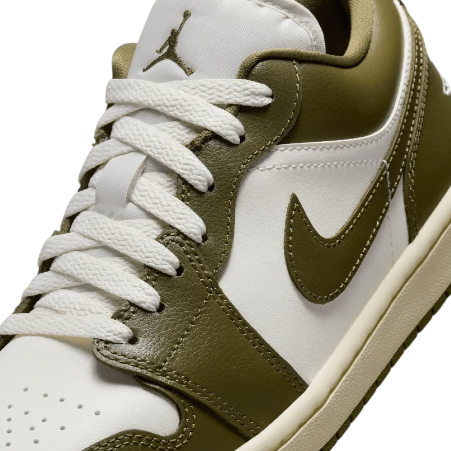 Womens Nike Air Jordan 1 Low Shoes Olive/White