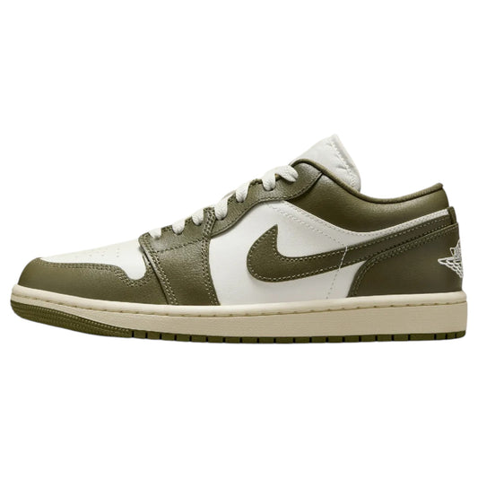 Womens Nike Air Jordan 1 Low Shoes Olive/White