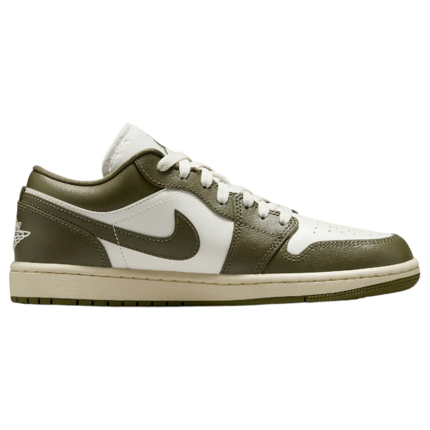 Womens Nike Air Jordan 1 Low Shoes Olive/White