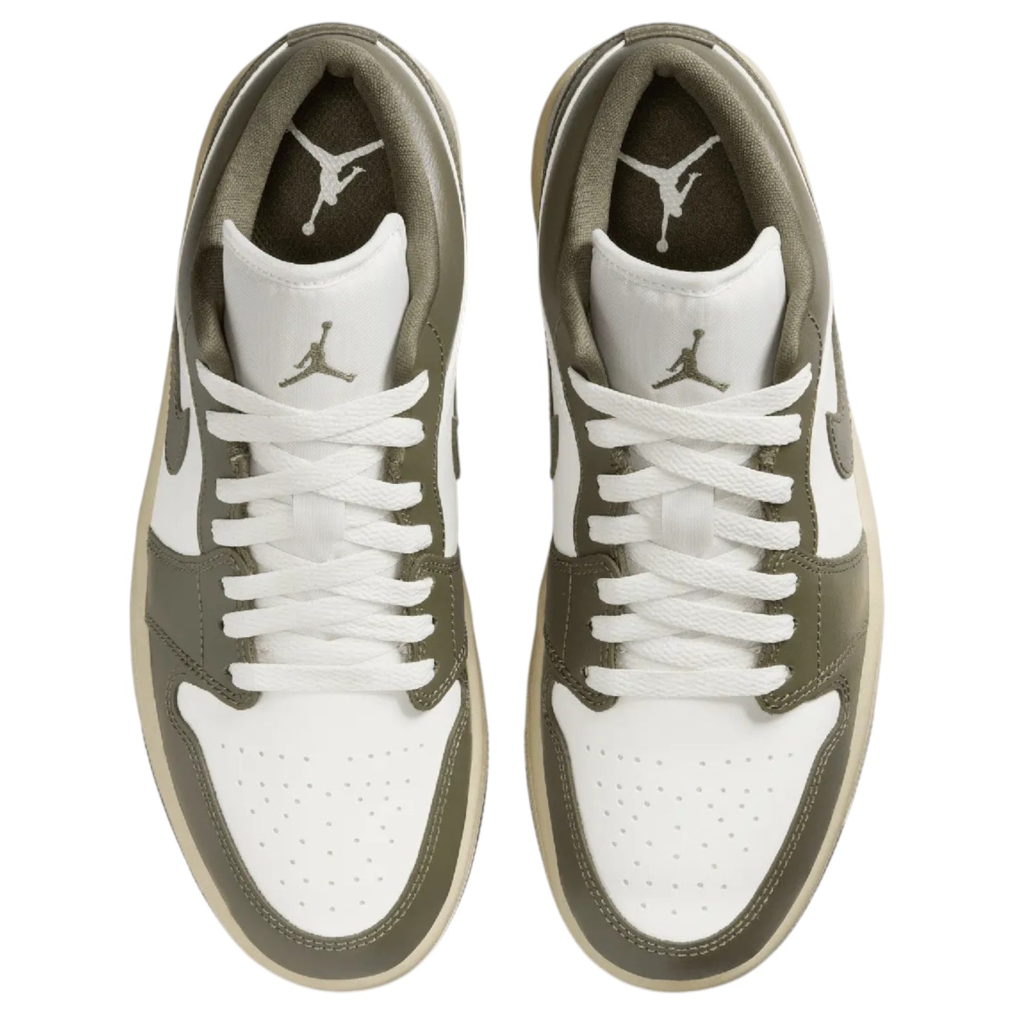 Womens Nike Air Jordan 1 Low Shoes Olive/White
