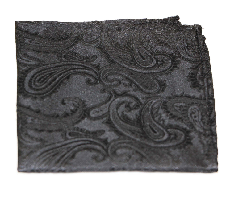 Mens Black Paisley Pocket Square