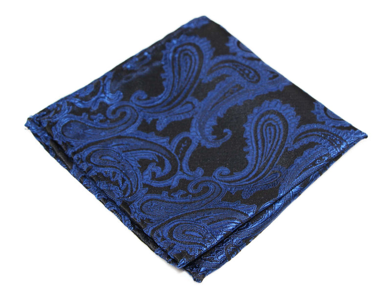 Mens Blue & Black Paisley Pocket Square