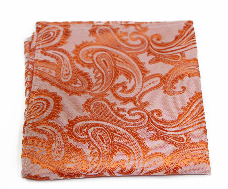 Mens Orange Paisley Pocket Square