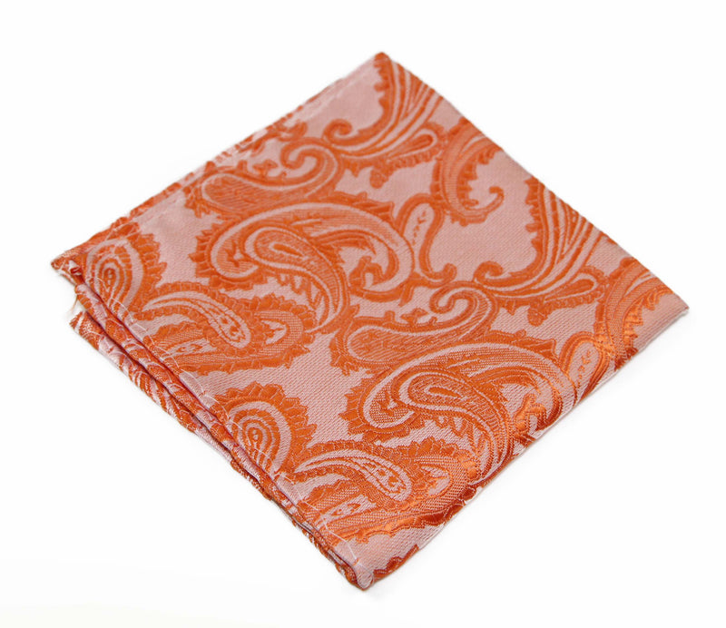 Mens Orange Paisley Pocket Square