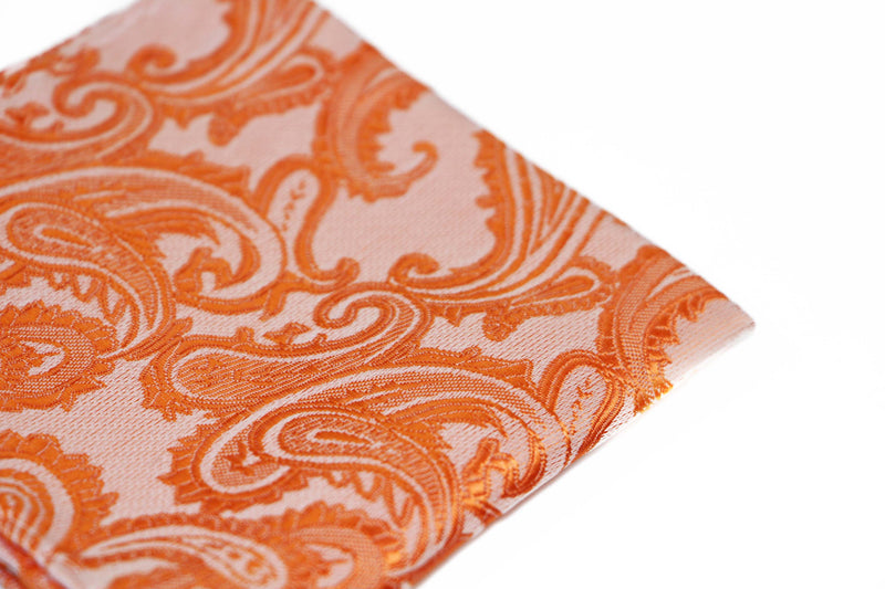 Mens Orange Paisley Pocket Square