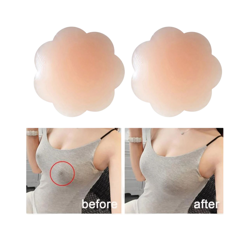 4 x Reusable Nipple Covers Petal Stick On Silicone Nude Boob Cover