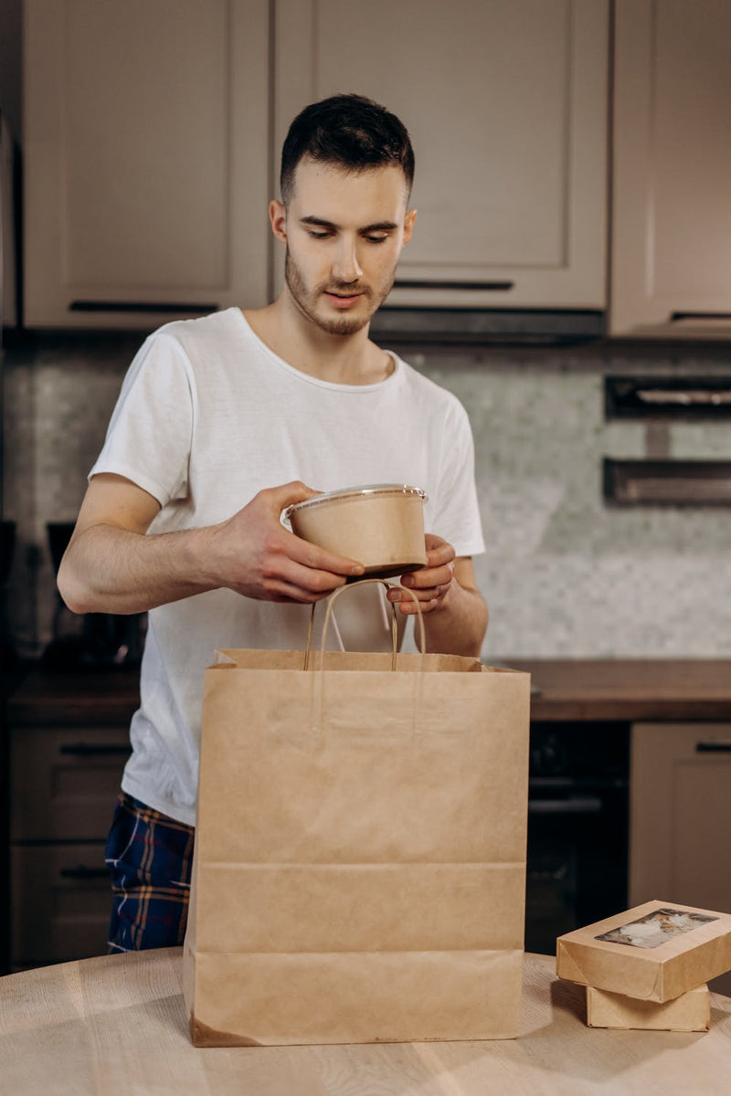 50 X Brown Twisted Handle Kraft Paper Bags Size Midi