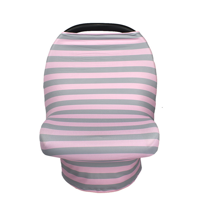 Breastfeeding Cover Cotton Nursing Maternity - Pink/Grey Stripes