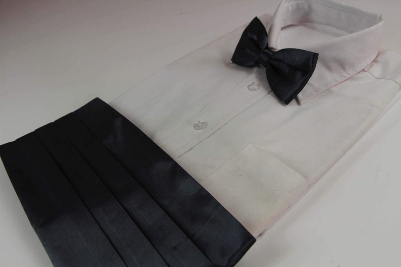 Mens Gunmetal Cummerbund & Matching Plain Bow Tie Set