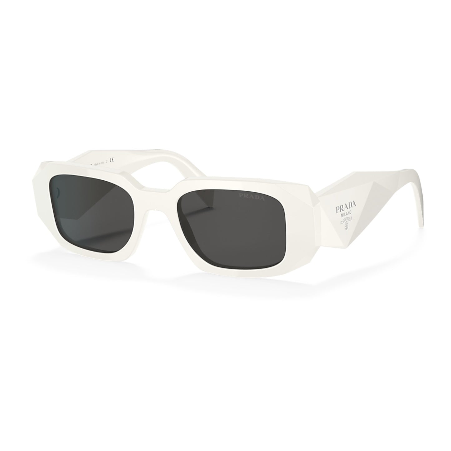 Women Prada Pr 17Ws 1425S0 White Rectangle Dark Grey Sunglasses