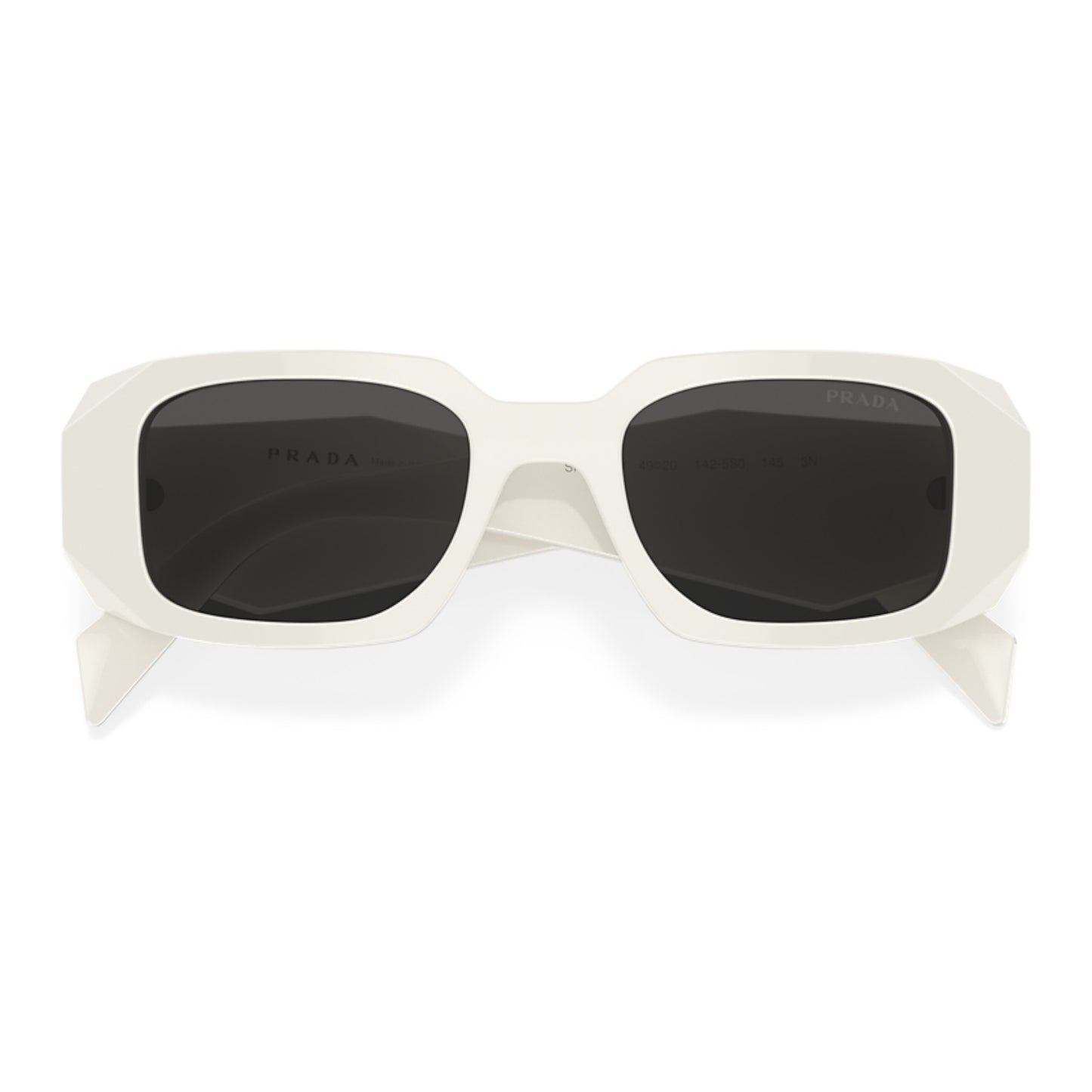 Women Prada Pr 17Ws 1425S0 White Rectangle Dark Grey Sunglasses