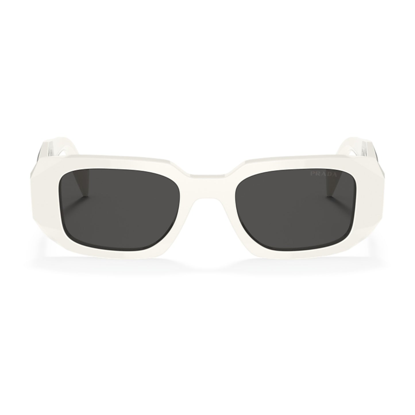 Women Prada Pr 17Ws 1425S0 White Rectangle Dark Grey Sunglasses