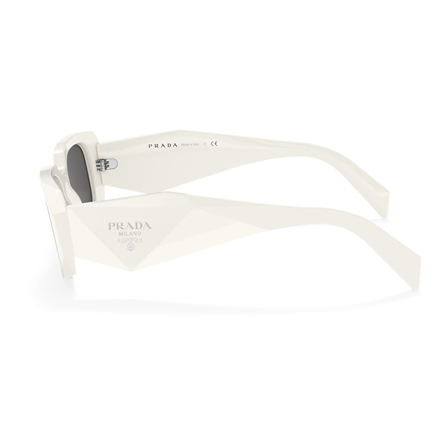Women Prada Pr 17Ws 1425S0 White Rectangle Dark Grey Sunglasses
