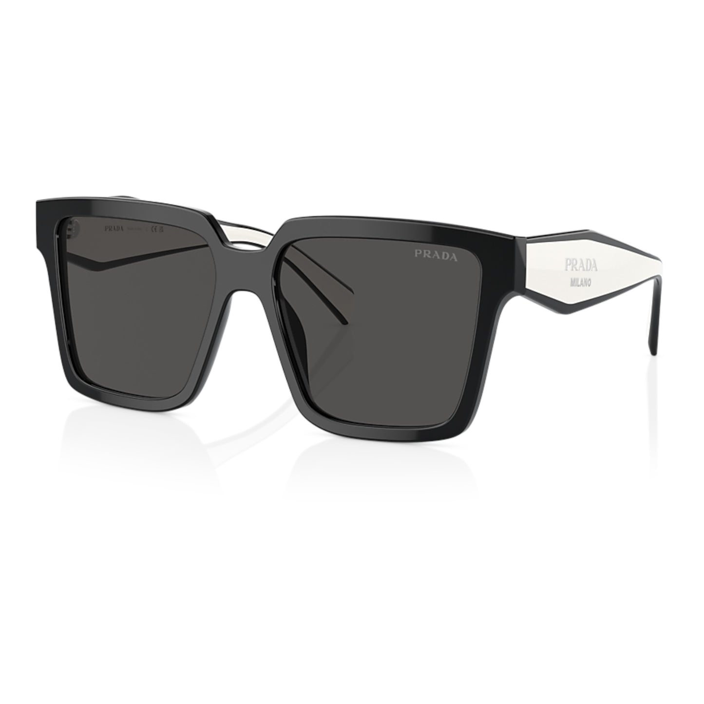 Women Prada Pr 24Zs 1Ab5s0 Black Square Dark Grey Sunglasses