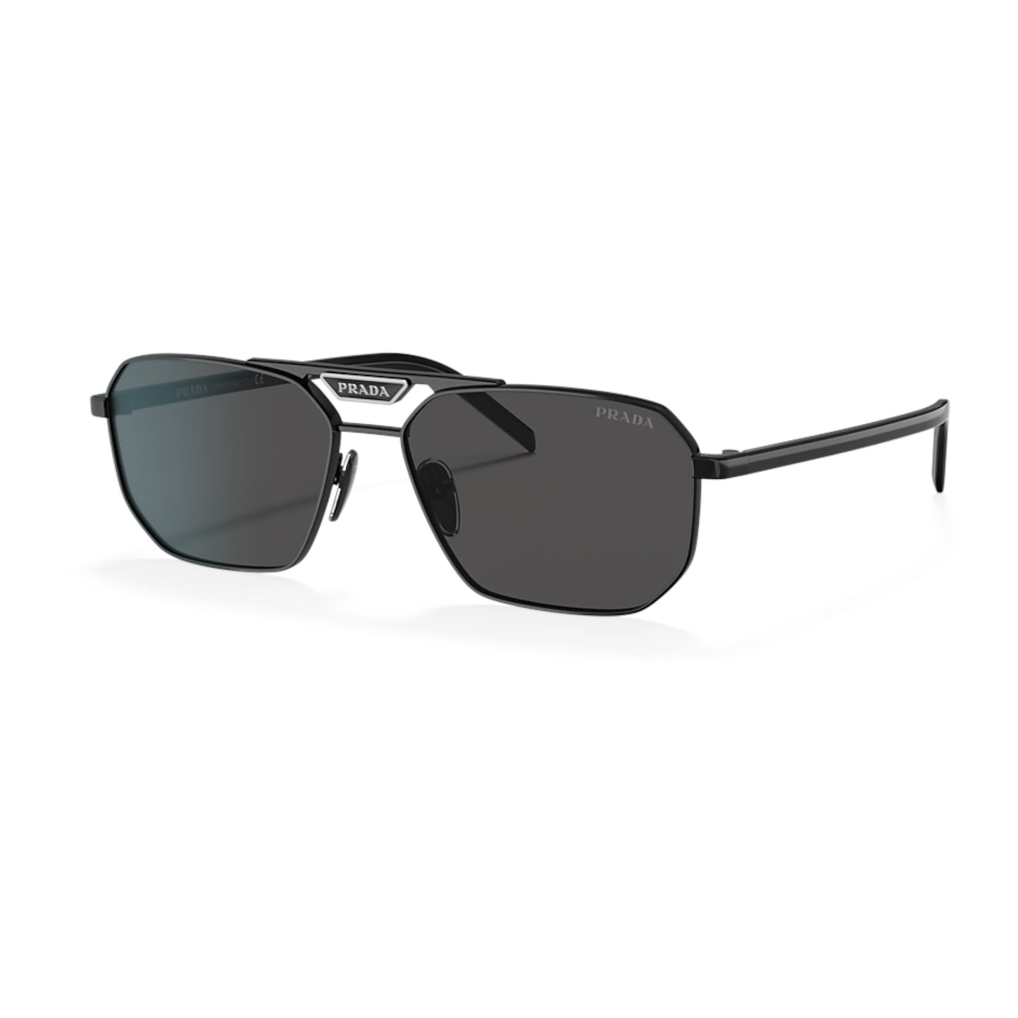Men Prada Pr 58Ys 1Ab5s0 Black Rectangle Dark Grey Sunglasses