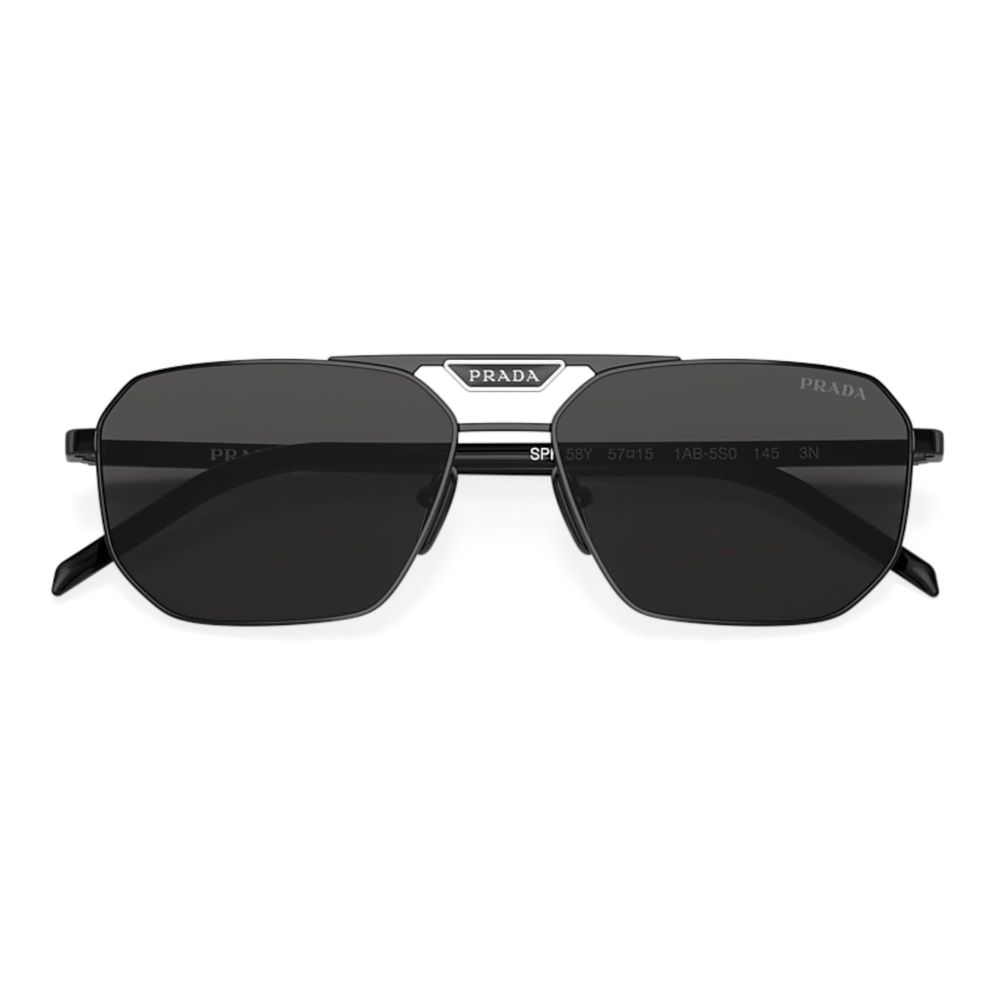 Men Prada Pr 58Ys 1Ab5s0 Black Rectangle Dark Grey Sunglasses
