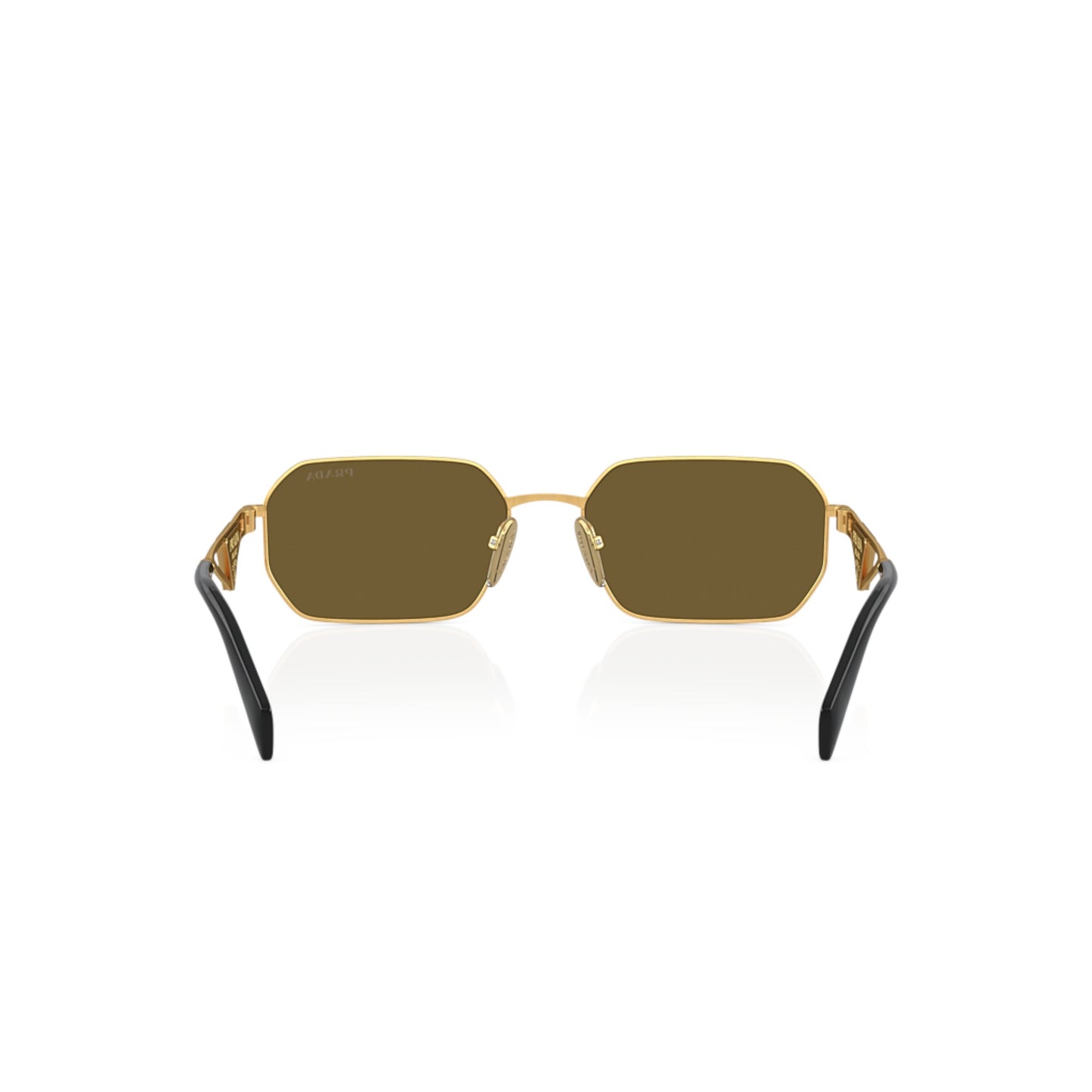 Women Prada Pr A51s 15N01t Gold Irregular Dark Brown Sunglasses