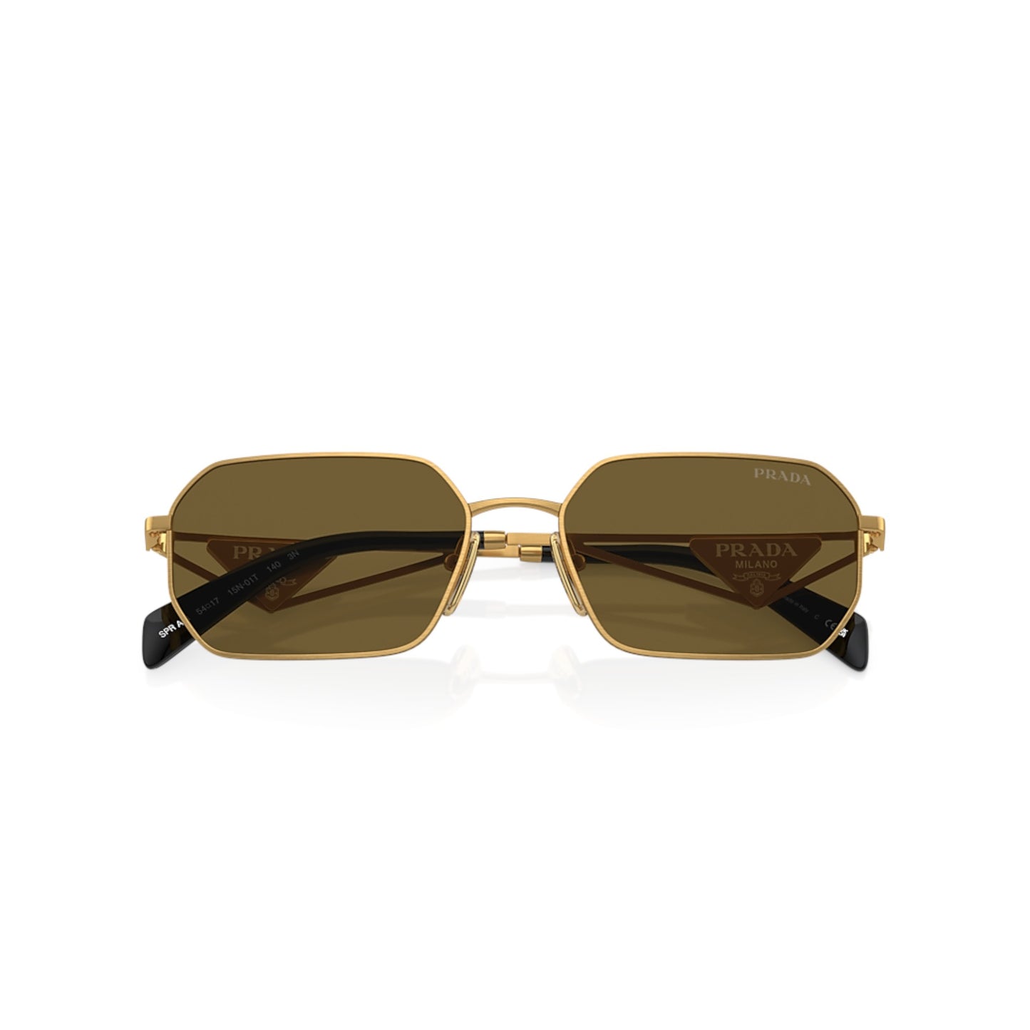 Women Prada Pr A51s 15N01t Gold Irregular Dark Brown Sunglasses