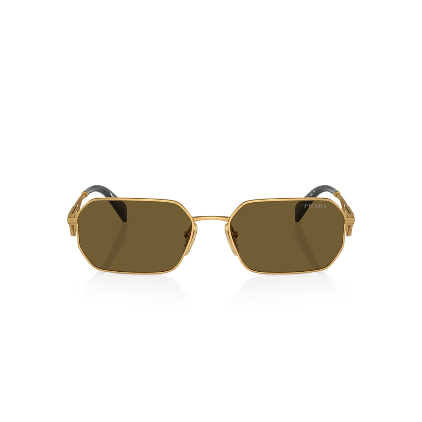 Women Prada Pr A51s 15N01t Gold Irregular Dark Brown Sunglasses