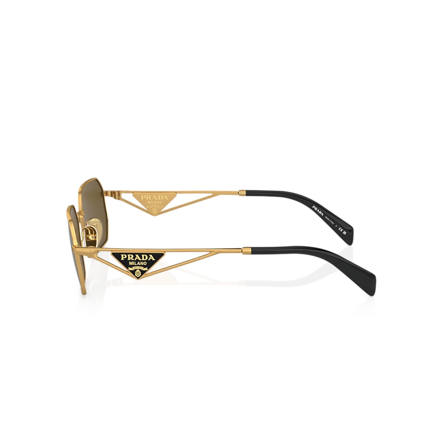 Women Prada Pr A51s 15N01t Gold Irregular Dark Brown Sunglasses