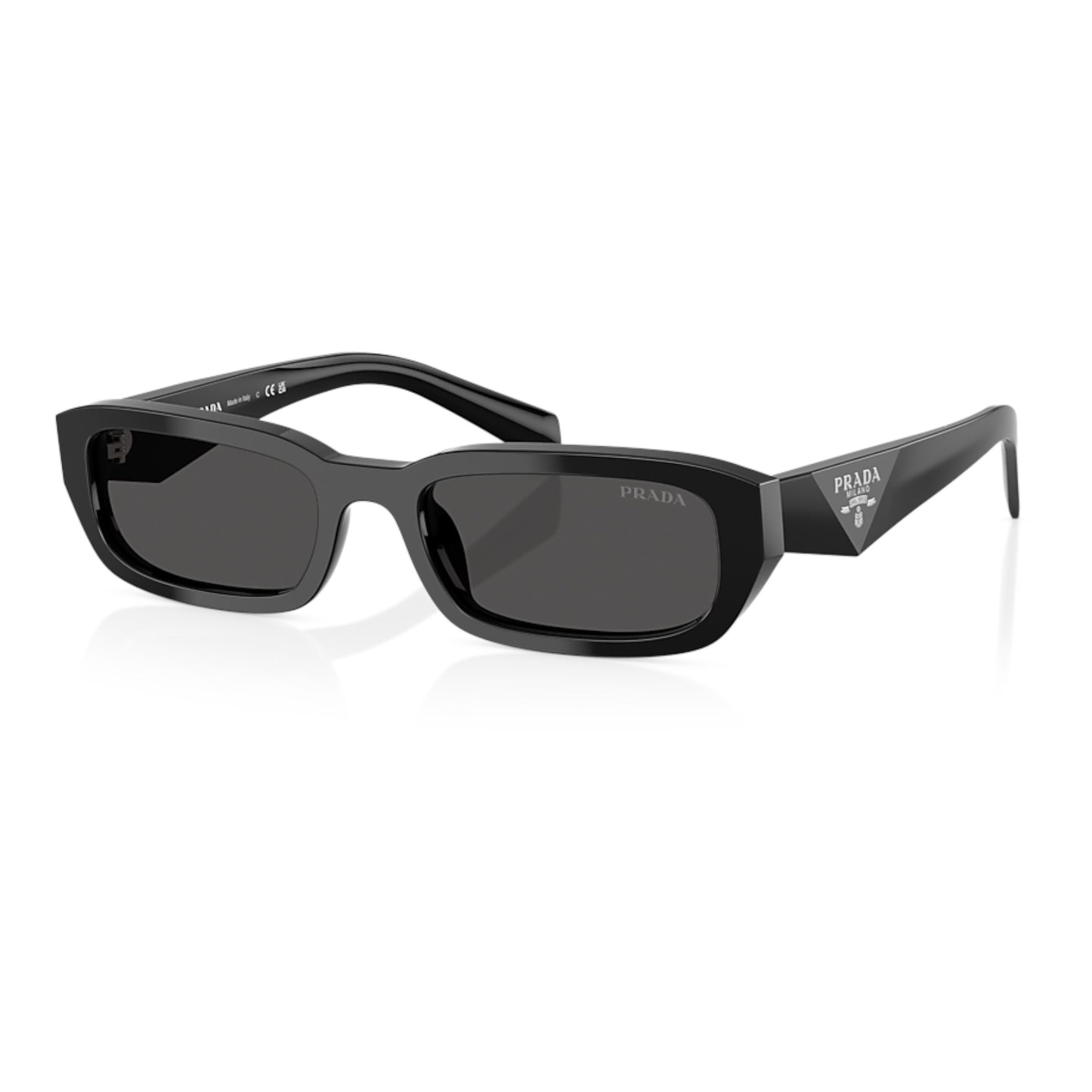 Women Prada Pr B06s 16K08z Black Rectangle Dark Grey Sunglasses