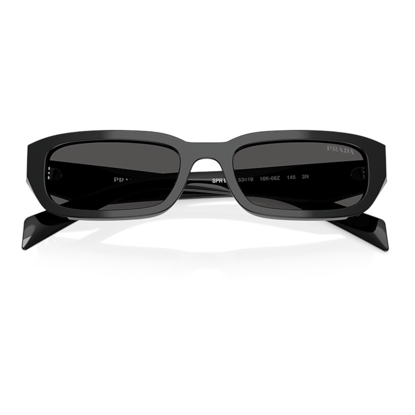 Women Prada Pr B06s 16K08z Black Rectangle Dark Grey Sunglasses