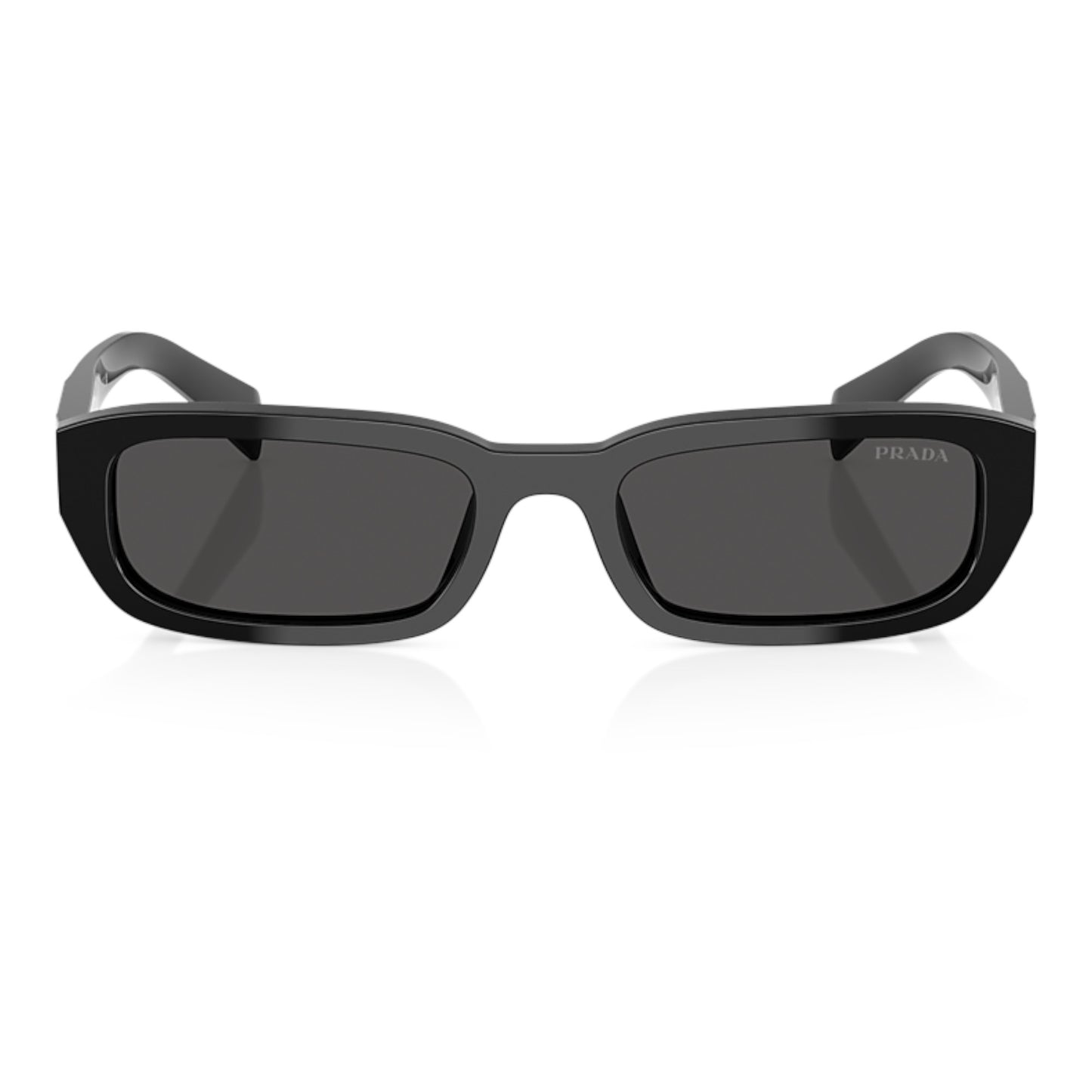 Women Prada Pr B06s 16K08z Black Rectangle Dark Grey Sunglasses