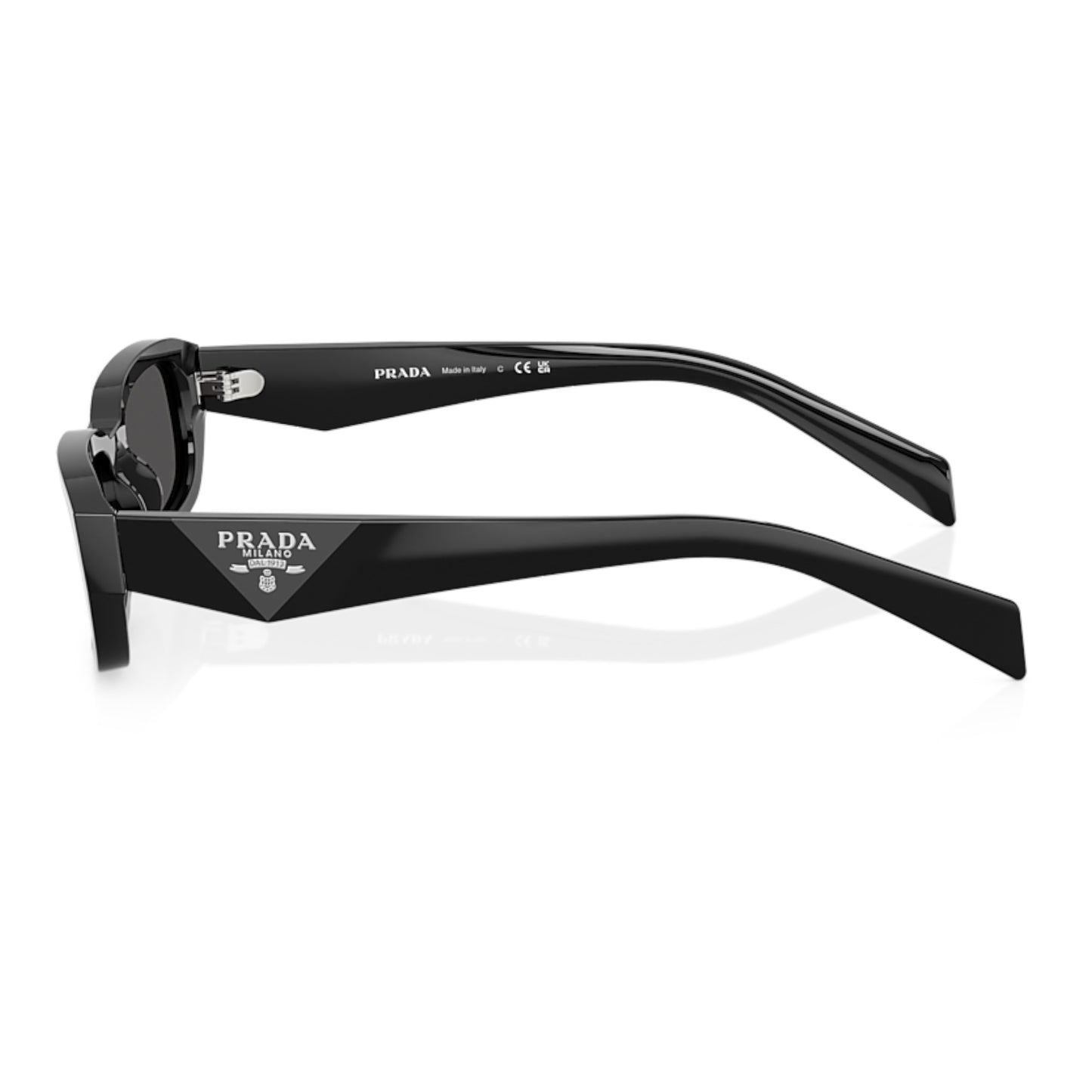 Women Prada Pr B06s 16K08z Black Rectangle Dark Grey Sunglasses