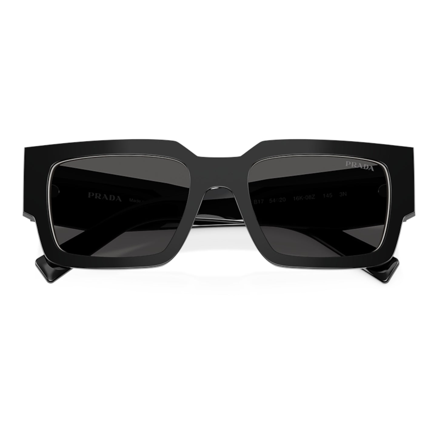 Men Prada Pr B17s 16K08z Black Rectangle Dark Grey Sunglasses