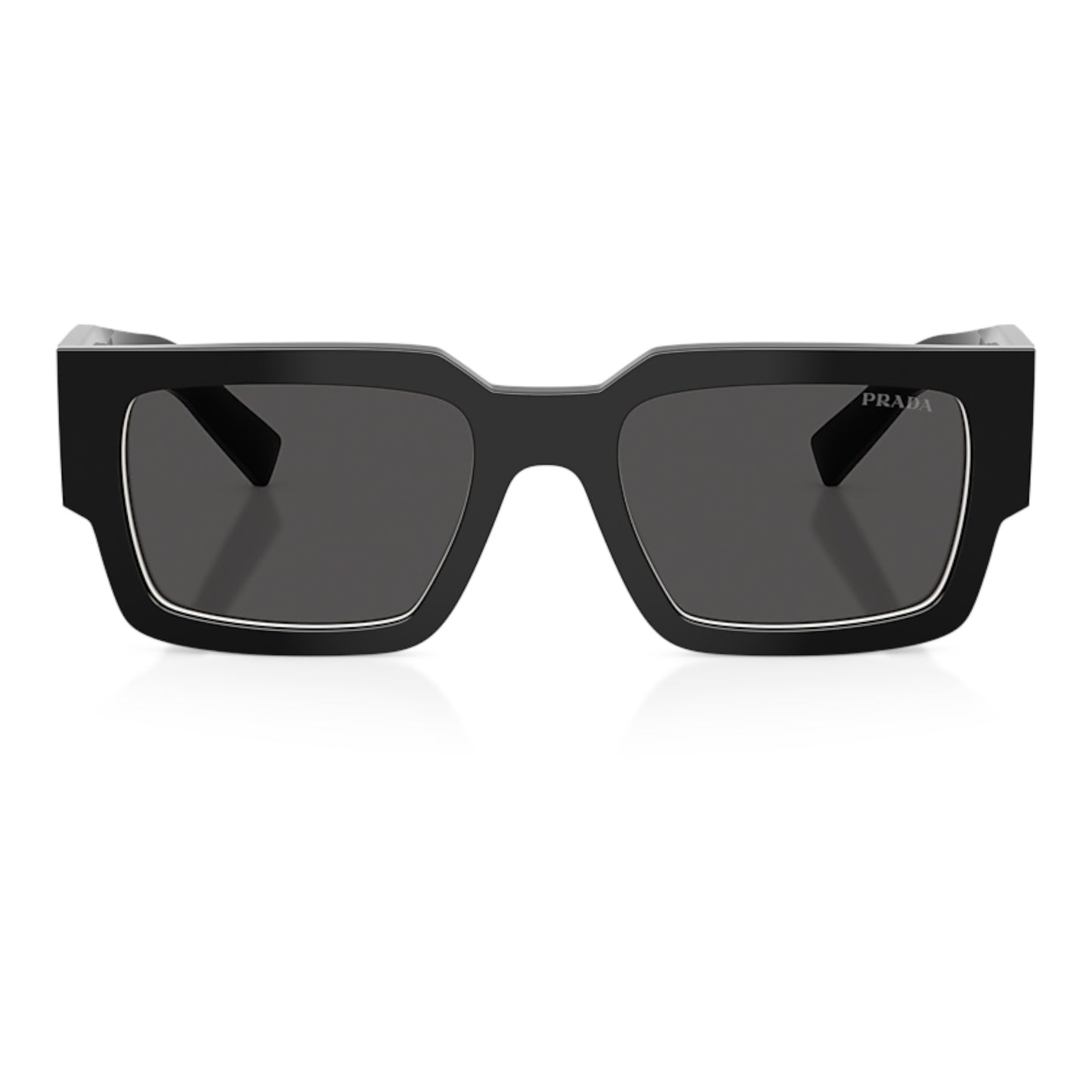 Men Prada Pr B17s 16K08z Black Rectangle Dark Grey Sunglasses