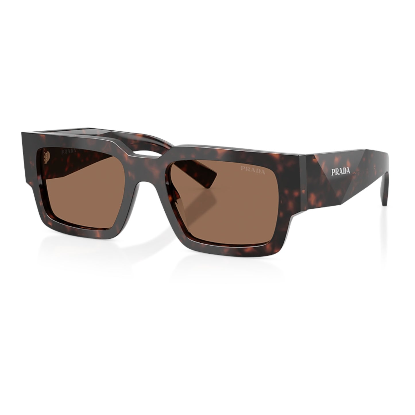 Men Prada Pr B17s 17N06b Tortoise Rectangle Dark Brown Sunglasses