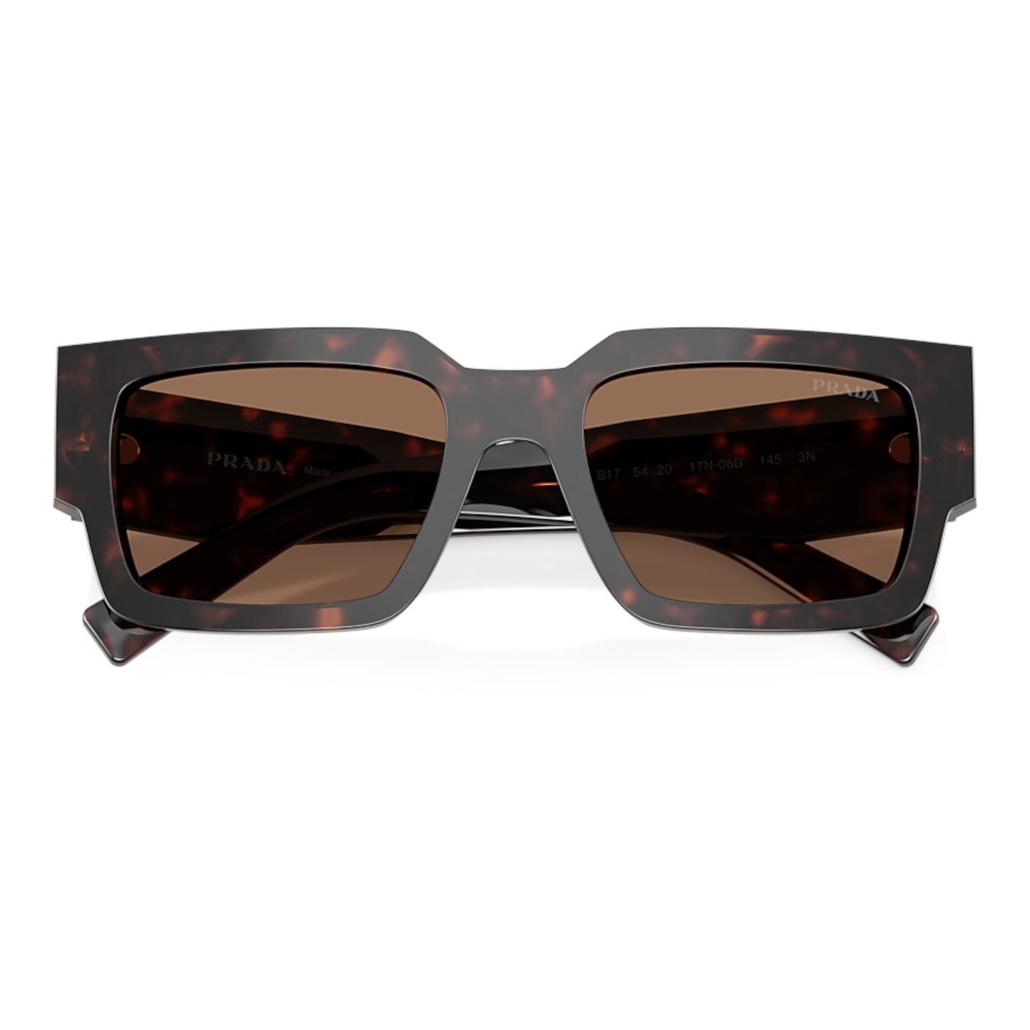 Men Prada Pr B17s 17N06b Tortoise Rectangle Dark Brown Sunglasses
