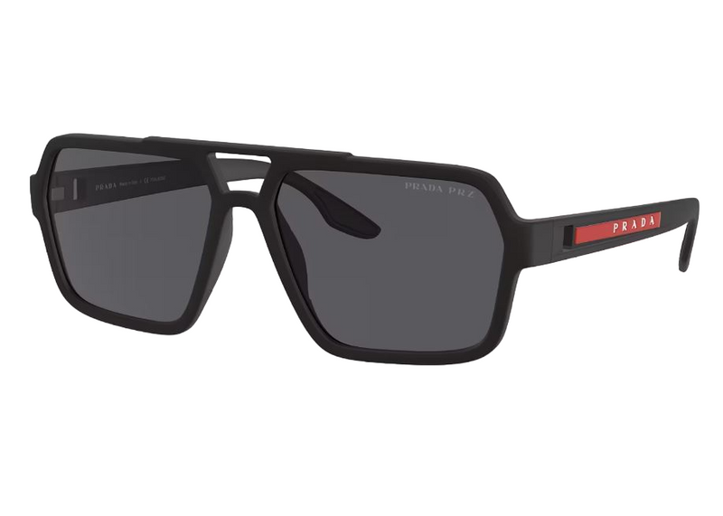 Mens Prada Linea Rossa Polarised Sunglasses Ps 01Xs Rubber Black Grey Sunnies