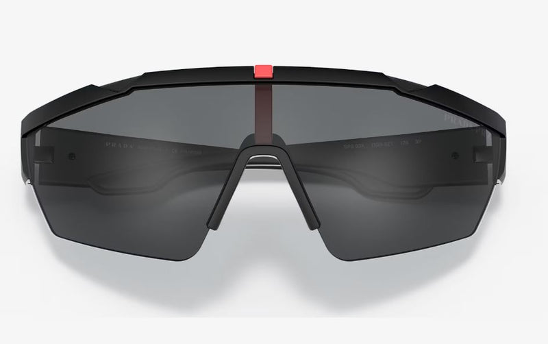 Mens Prada Linea Rossa Sunglasses Ps 03Xs Black Rubber Polarized Sunnies