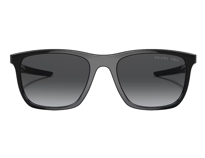 Mens Prada Linea Rossa Polarised Sunglasses Ps 10Ws Black Grey Silver Sunnies