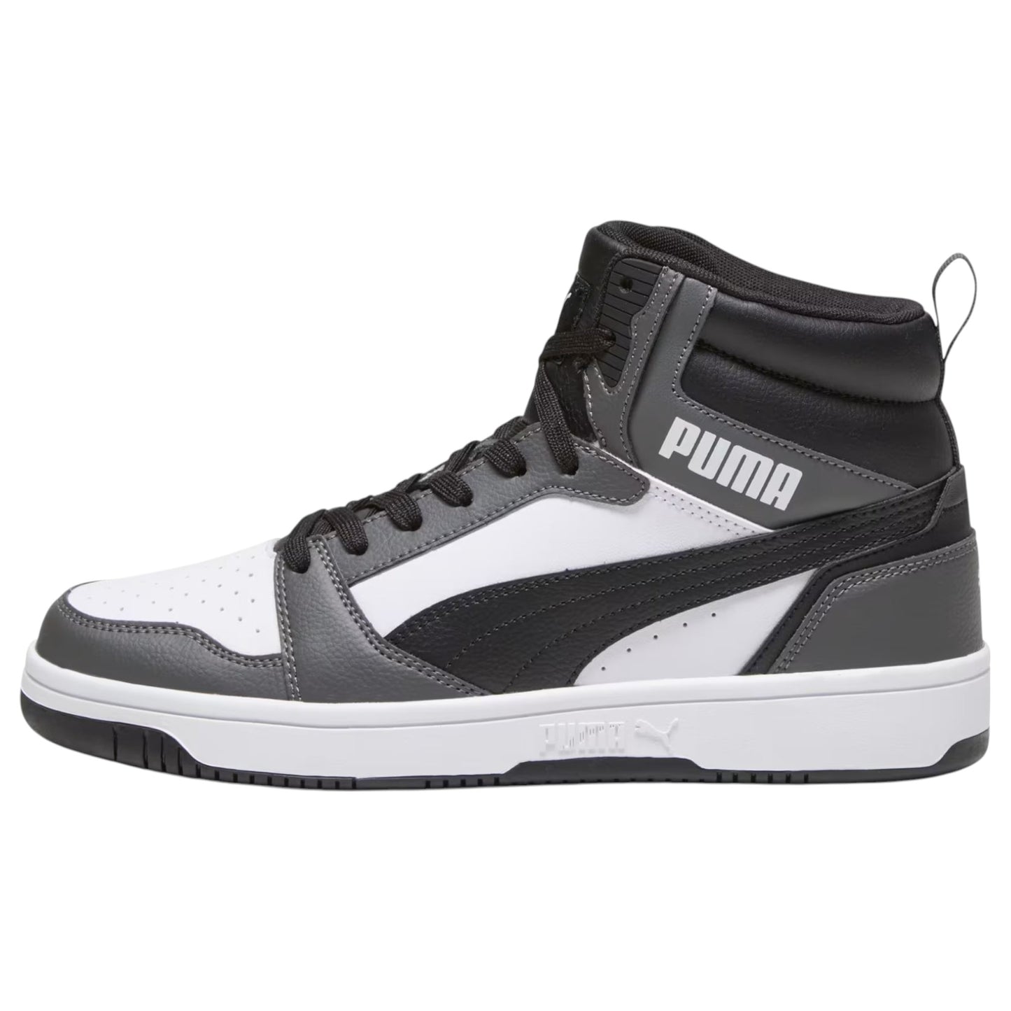 Mens Puma Rebound V6 Shoes White/Black/Grey