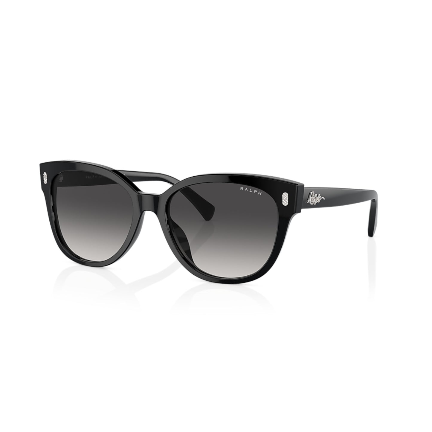 Women Ralph Ra5305u 50018G Black Cat Eye Gradient Grey Sunglasses