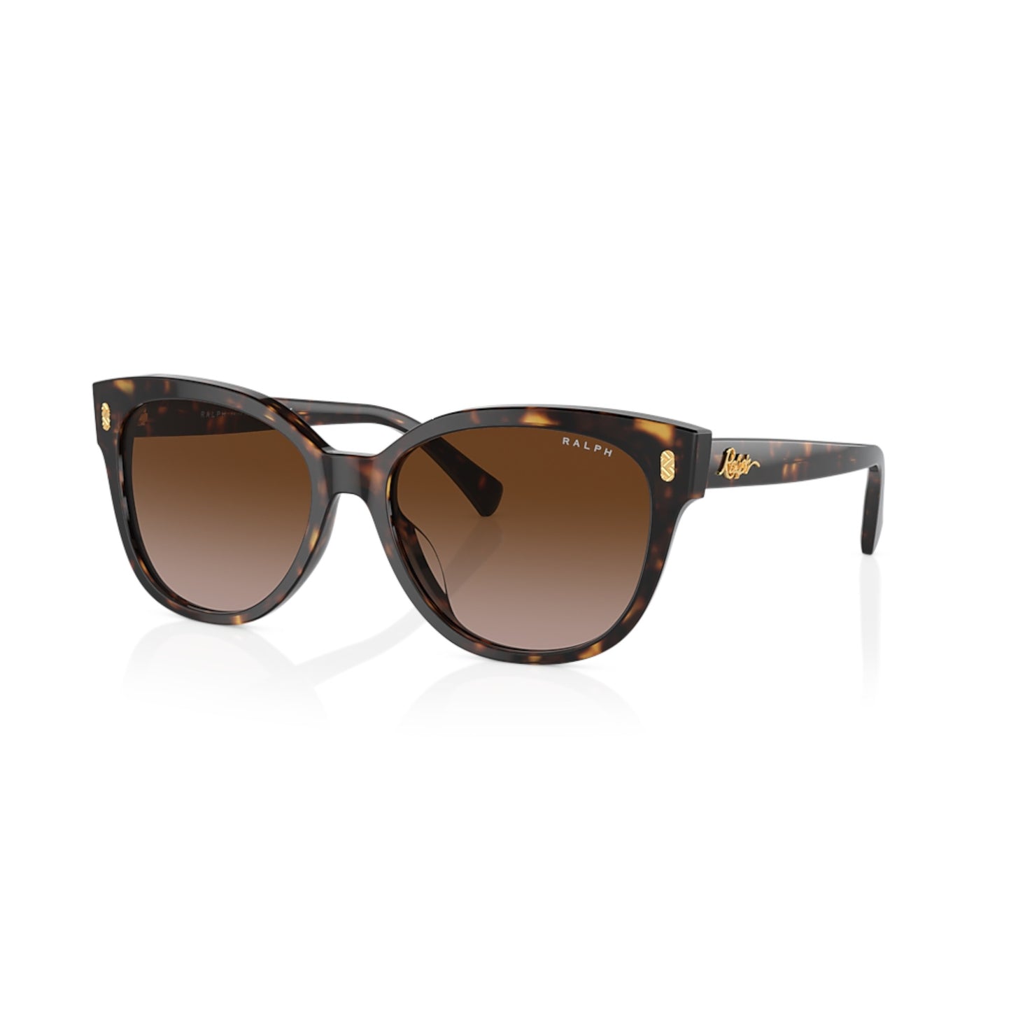 Women Ralph Ra5305u 500313 Black Cat Eye Gradient Brown Sunglasses