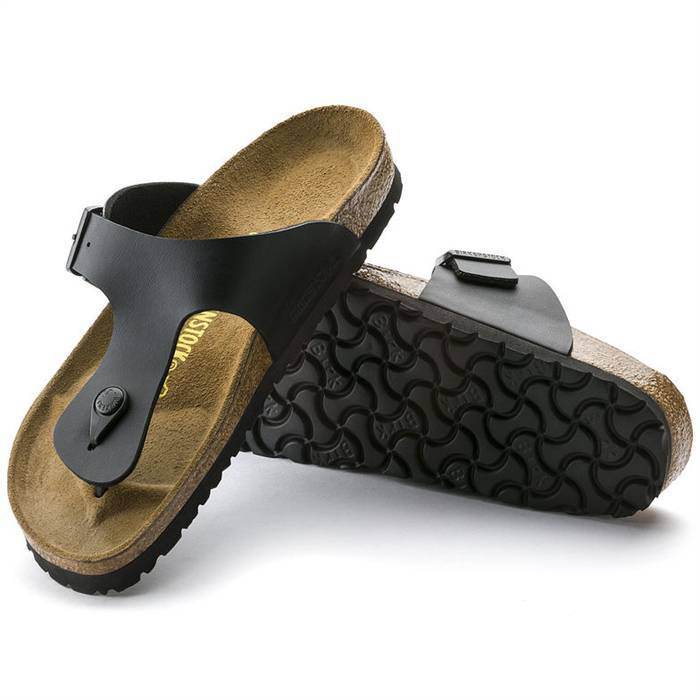 Mens Birkenstock Ramses Birko-Flor Black Slip On Sandals