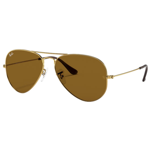 Mens Ray-Ban Aviator RB3025 Sunglasses Polished Gold/ Brown