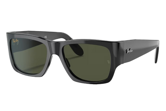 Mens Ray-Ban Nomad RB2187 Sunglasses Polished Black/ Green