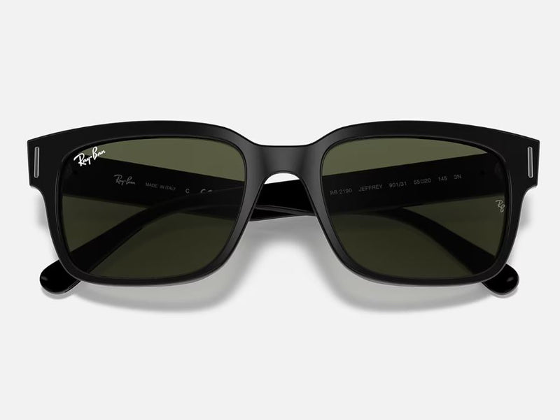 Unisex Ray Ban Sunglasses Rb2190 Jeffery Polished Black/ Green Sunnies - Xl