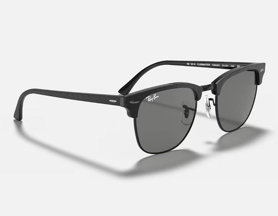 Mens Ray-Ban Clubmaster RB3016 Sunglasses Polished Black/ Dark Grey