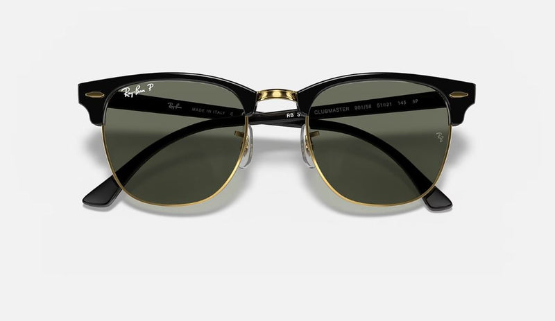 Mens Ray Ban Polarised Sunglasses Rb3016 Clubmaster Classic Black/Green - L